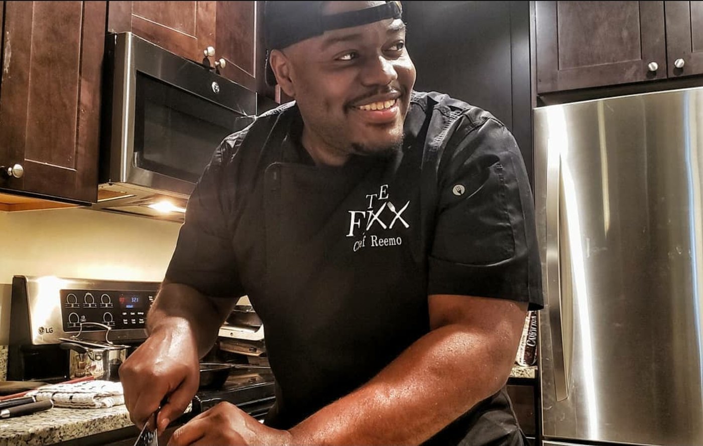 Chef Kareem Pearson, Founder of The Fixx Foundation, cooking in the kitchen